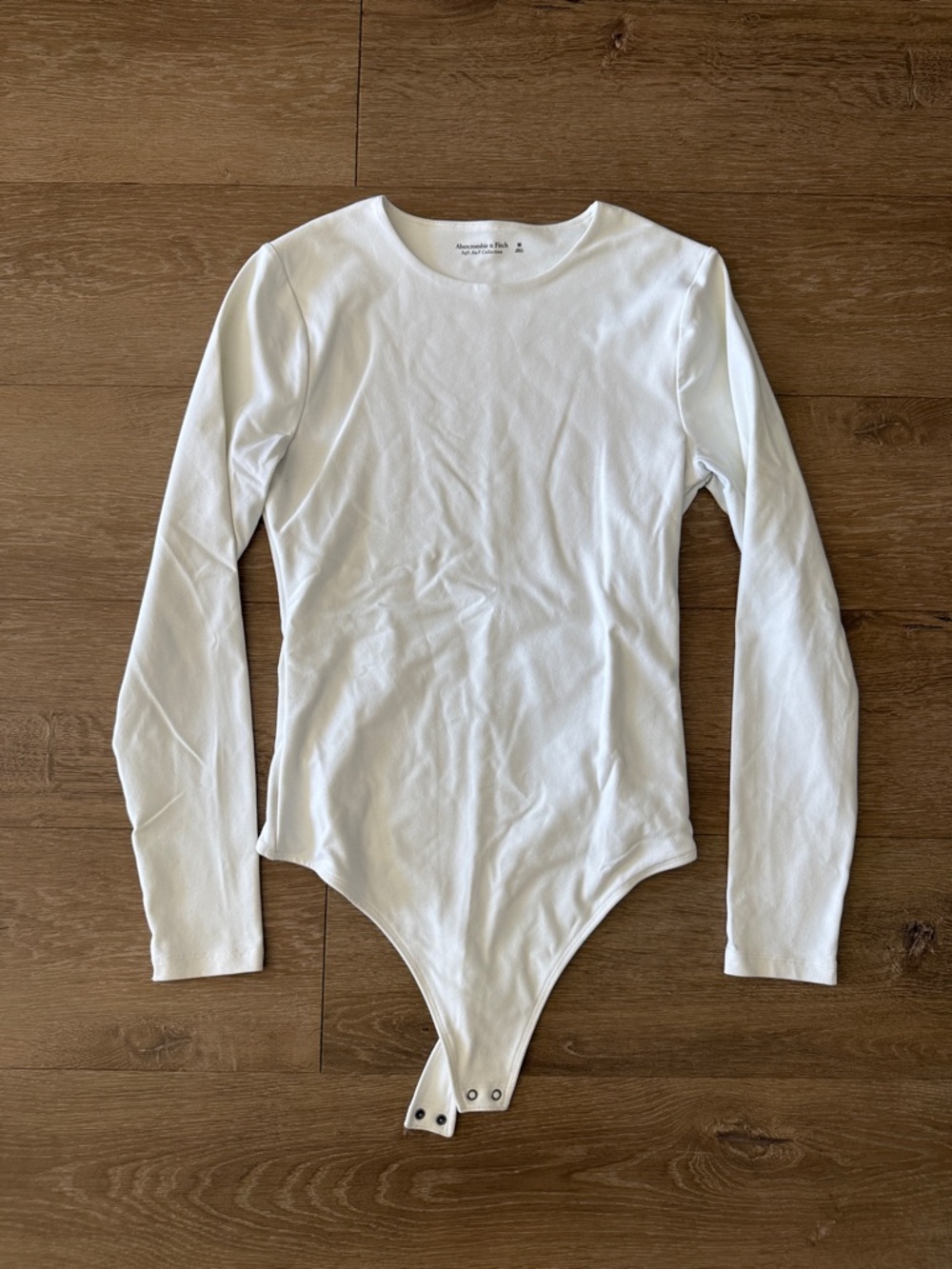 Abercrombie & Fitch White Long-Sleeve Snap Bodysuit